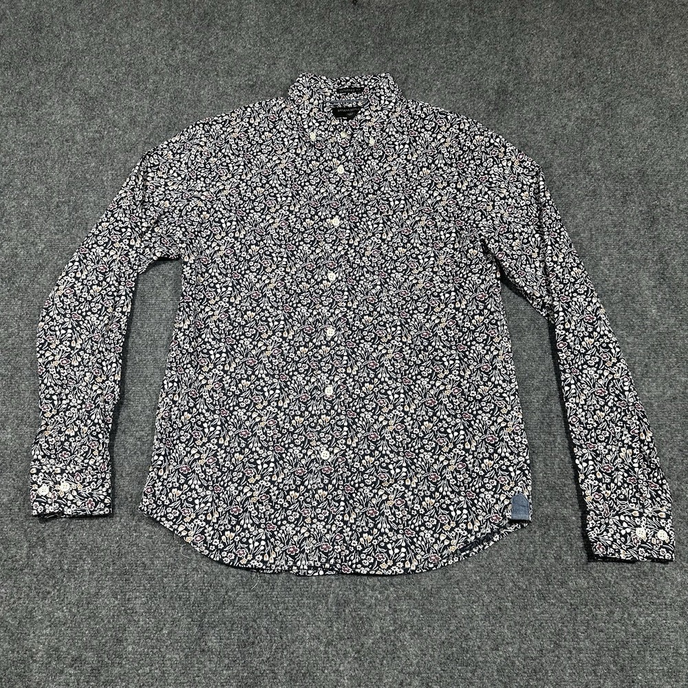 Banana Republic Shirt Mens‎ Medium Blue Floral Button  Long Sleeve Untucked Fit